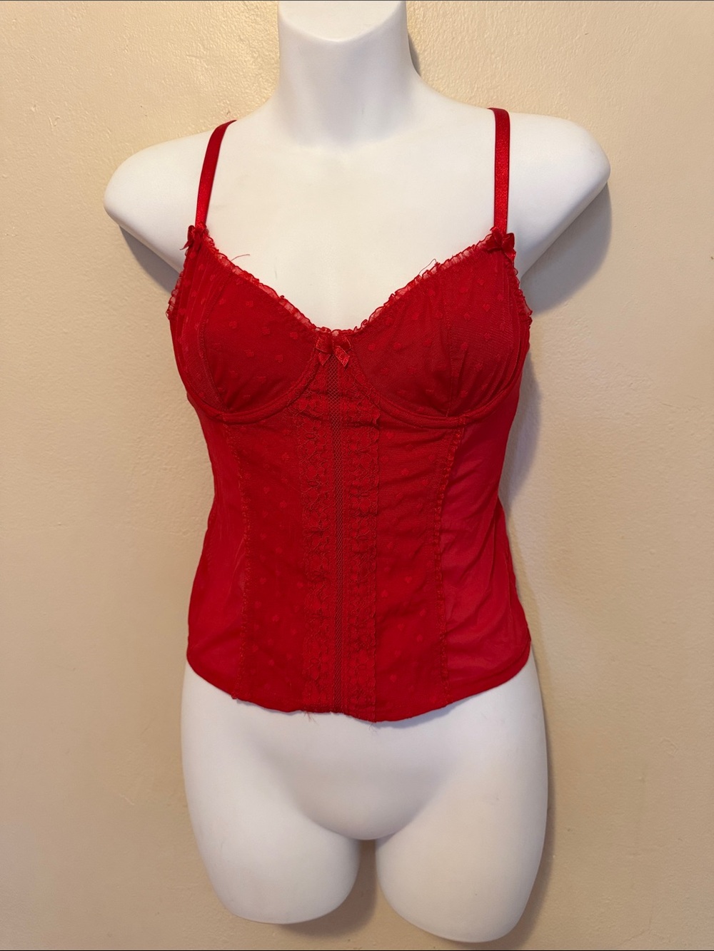 Xhilaration Red Lace Bustier Camisole with Bow Detail